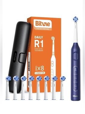 Bitvae R1 Rotary Electric Toothbrush + 8 Brush Heads~Navy~2 Available NEW IN BOX